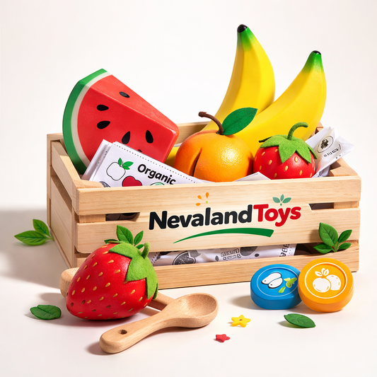 Wooden Smoothie Fruits Toy Set for Kids – Pretend Play Kitchen Fruit Set with Gift Box (3+)